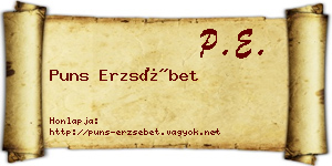 Puns Erzsébet névjegykártya